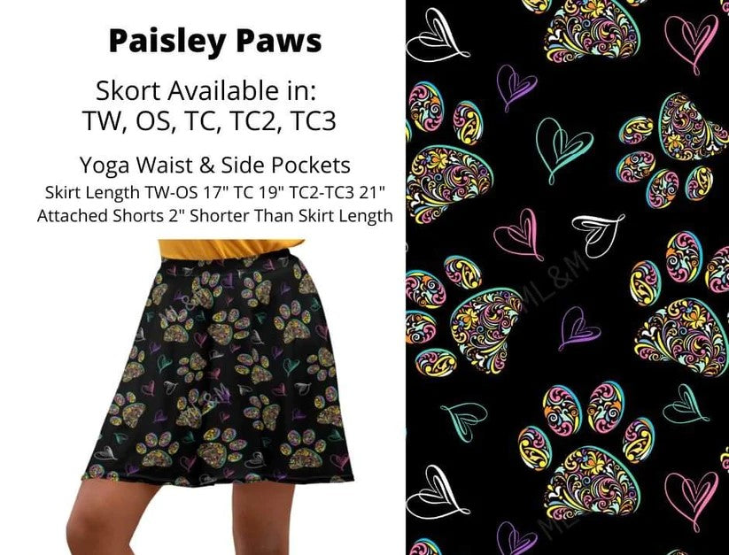 Black Paisley Paw Paws Skort – Plus Size For Us