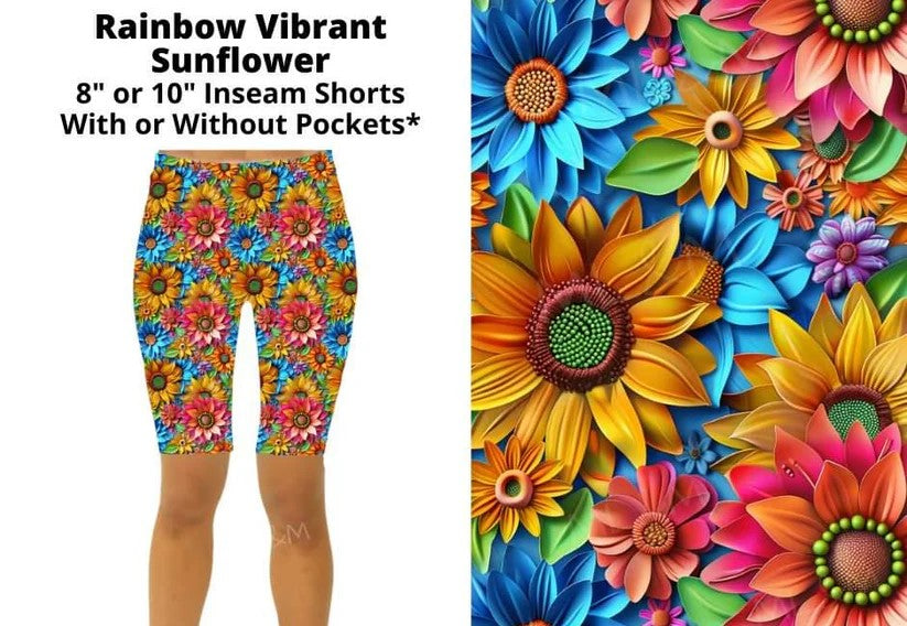 Rainbow Vibrant Sunflower Bermuda Short Shorts