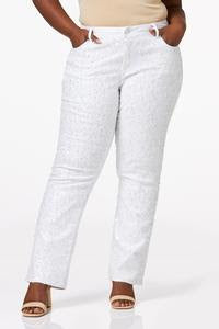 White Sequin Embellished Bootcut Jeans