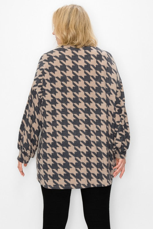 PSFU Mocha Houndstooth Soft Warm Top