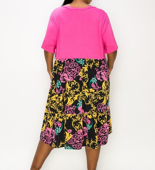 PSFU Pink Damask Dress