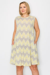 Gray Yellow Sleeveless Tank Dress