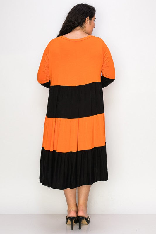 PSFU Orange and Black Tiered Dress Awesome Halloween Dress