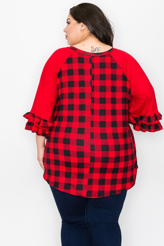 PSFU Red & Black Buffalo Plaid Shirt Top