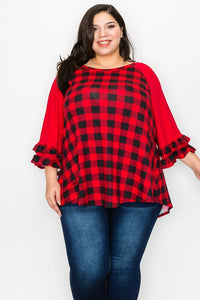 PSFU Red & Black Buffalo Plaid Shirt Top