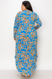 Blue Paisley Maxi Dress w Pockets