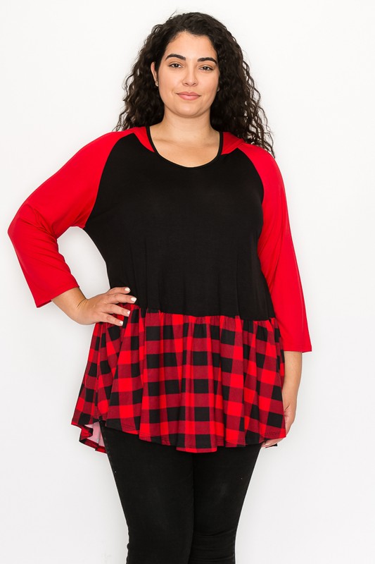 PSFU Buffalo Plaid Hoodie Hooded Shirt Top