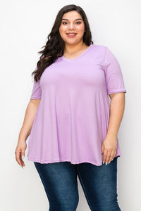 Light Purple V Neck Shirt Top