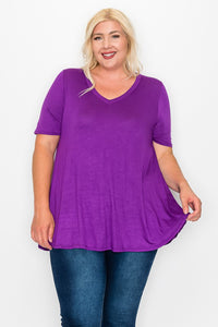 Purple V Neck Shirt Top