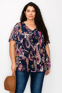 PSFU Navy Paisley Shirt Top