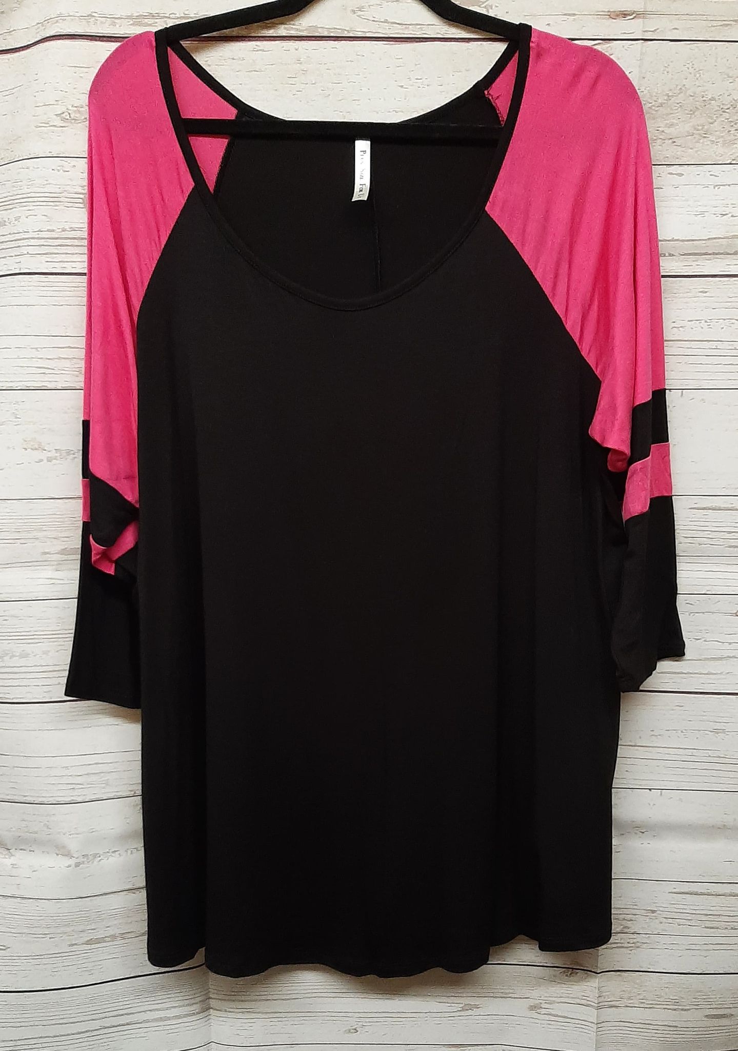 PSFU Black Pink Varsity Stripe Sleeves Top