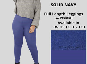 Solid Navy Full Length Leggings with Pockets