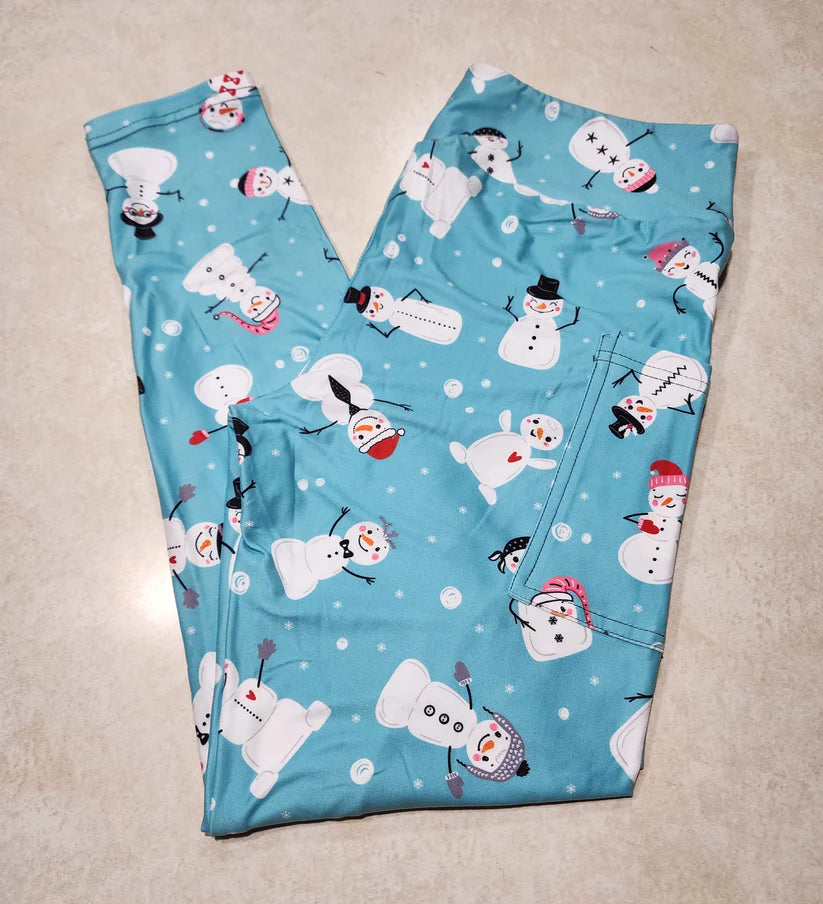 Cute Snowman Full Length Leggings