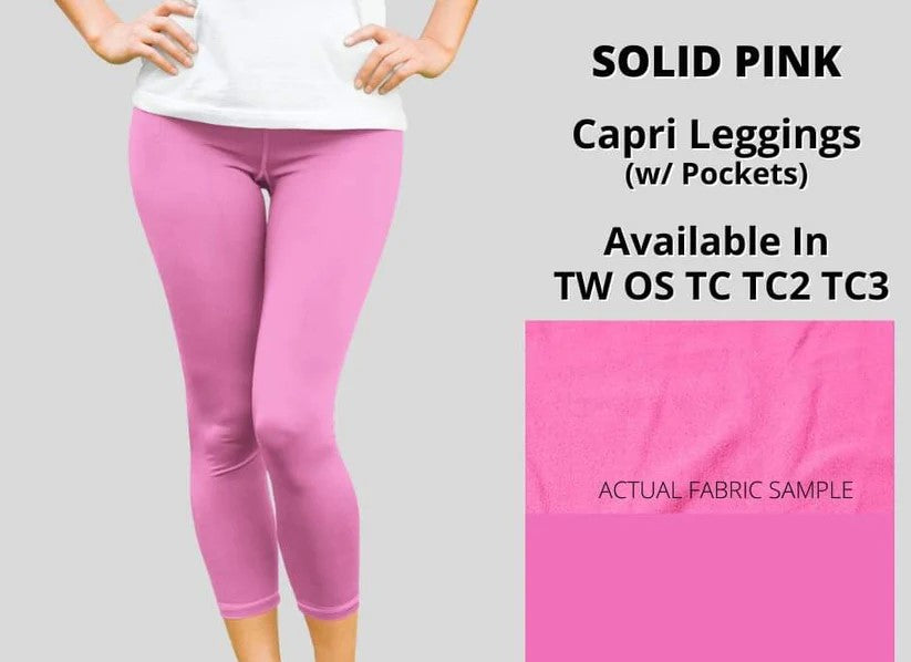 Solid Pink Capri Capris w Pockets